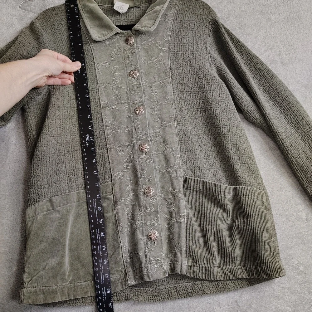 Mark & Mazie Green‎ Shacket Womens M Velvet Corduroy Lagenlook Woodland Fairy